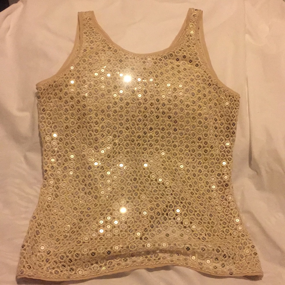 WHBM tan tank with sequins